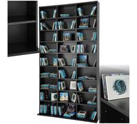tectake® Étagère bibliothèque, 180 x 102 x 23.5 cm, 27 compartiments | Accueille jusqu'à 1080 CD, 24 étagères réglables & amovibles, Montage facile, Paroi arrière stable, Aspect Bois, Noir