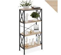 TecTake® Étagère Bibliothèque 61,5 x 31,5 x 133,5 cm, 4 Niveaux, Meuble de Rangement Bibliotheque Style Industriel Meuble Salon Bureau Chambre Cuisine Etagere Rangement Etagere Livre, Bois Clair