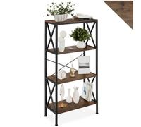 TecTake® Étagère Bibliothèque 61,5 x 31,5 x 133,5 cm, 4 Niveaux, Meuble de Rangement Bibliotheque Style Industriel Meuble Salon Bureau Chambre Cuisine Etagere Rangement Etagere Livre, Bois foncé