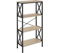 TecTake® Étagère Bibliothèque 61,5 x 31,5 x 133,5 cm, 4 Niveaux, Meuble de Rangement Bibliotheque Style Industriel Meuble Salon Bureau Chambre Cuisine Etagere Rangement Etagere Livre, Bois Clair