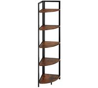 TecTake® Étagère d'angle 5 Niveaux, 30 x 30 x 150 cm Étagère Rangement Style Industriel épuré Meuble de Rangement Chambre Bureau Salon Etagere Bois et Acier Bibliothèque Meuble Etagere, Bois foncé