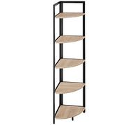 TecTake® Étagère d'angle 5 Niveaux, 30 x 30 x 150 cm Étagère Rangement Style Industriel épuré Meuble de Rangement Chambre Bureau Salon Etagere Bois et Acier Bibliothèque Meuble Etagere, Bois Clair