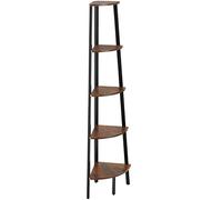 TecTake® Étagère d'angle 5 Niveaux de Tailles différentes 34 x 34 x 158,5 cm Étagère Rangement Style Industriel Meuble de Rangement Chambre Bureau Salon Etagere Bois et Acier Bibliothèque, Bois foncé