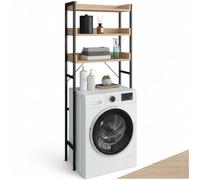 TecTake® Étagère de Salle de Bain Meuble Salle de Bain en Bois et Acier 3 Niveaux 63 x 25 x 165 cm Meuble Industriel Meuble de Rangement WC avec système Anti-basculement, Meuble de Salle de Bain