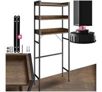 TecTake® Étagère de Salle de Bain Meuble Salle de Bain en Bois et Acier 3 Niveaux 63 x 25 x 165 cm Meuble Industriel Meuble de Rangement WC avec système Anti-basculement, Meuble de Salle de Bain