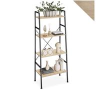 TecTake® Étagère échelle à 4 Niveaux 61,5 x 36,5 x 150 cm, Bibliothèque Style Industriel Vintage, Étagères Verticales Meuble de Rangement Chambre Salon Bureau, Etagere Bibliotheque, Bois Clair