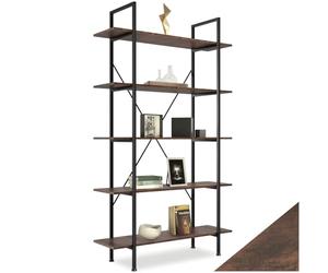 tectake Étagère Échelle Meuble de Rangement Bibliothèque à 5 Niveaux Design Industriel 106 x 34,5 x 179,5 cm - Diverses Couleurs (Bois foncé Style Industriel)