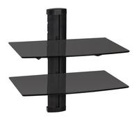 TecTake® Étagère Murale 2 Niveaux pour Lecteur DVD, Blu Ray, Console de Jeux, Etagere Murale en Verre, 45 x 42 x 30 cm, Étagère Rangement Accessoires Audio Vidéo Television, Réglable en Hauteur