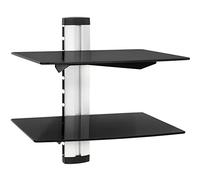 TecTake® Étagère Murale 2 Niveaux pour Lecteur DVD, Blu Ray, Console de Jeux, Etagere Murale en Verre, 45 x 42 x 33 cm, Étagère Rangement Accessoires Audio Vidéo Television, Réglable en Hauteur