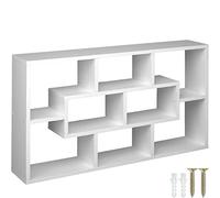 TecTake 800849 Étagère Murale avec 8 Compartiments en Bois MDF Meuble de Rangement pour Salon, Bureau, Chambre, Cuisine - Diverses Couleurs (Blanc)