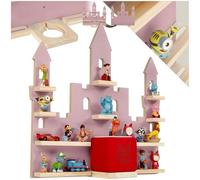 Étagère murale - TECTAKE - Étagère murale décorative, MYLITTLESTORY PRINCESS CASTLE, 10 tablettes en bois massif avec fixatio - Rose