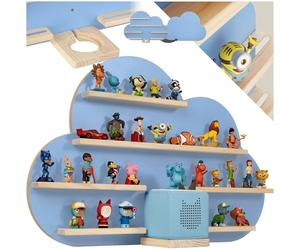 tectake® Etagere Murale Magnétique pour 28 Figurines à Histoire & Boîte à Histoire, Étagère Bois Bibliotheque, Support Figurine Rangement Chambre Enfant Décoration Murale Accessoires Chambre Enfant