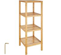 tectake® Etagere Salle de Bain 33 x 33 x 97 cm, 4 Niveaux, Etagere Rangement en Bois de Bambou laqué, Pieds antidéparant, Meuble Salle de Bain, Meuble Toilette, Étagère Colonne, Étagère Bois