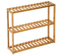 tectake® Etagere Salle de Bain 60 x 15 x 54,5 cm, 3 Niveaux, Etagere Rangement en Bois de Bambou laqué, Pieds antidéparant, Meuble Salle de Bain, Meuble Toilette, Étagère Colonne, Étagère Bois