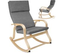 TECTAKE Fauteuil à bascule ROCA Supporte jusqu'à 150 kg avec un Rembourrage confortable et un coussin Gris Clair