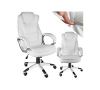 TECTAKE Fauteuil de bureau rotatif à 360° et réglable en hauteur blanc