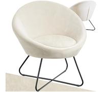 TecTake Fauteuil de cocktail rond, style scandinave, dossier continu, rembourré avec mousse de haute densité, fauteuil relaxant, meubles de salon, fauteuils de chambre, chaise tapissée - velours beige