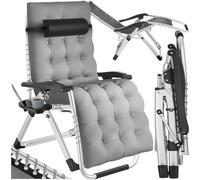 Chaise longue - TECTAKE - Bain de soleil pliable CLOUD réglable en continu en textilène respirant - Gris clair
