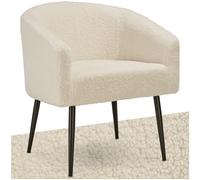 tectake Fauteuil de salon beige avec rembourrage, meuble de salon, fauteuil de relaxation, fauteuil de relaxation, fauteuil de salon, fauteuil de cocktail, fauteuil bouclé en tissu peluche avec