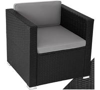 TecTake Fauteuil en rotin Lignano Chaise d'extérieur Relaxation diverses Couleurs (Noir) Regular