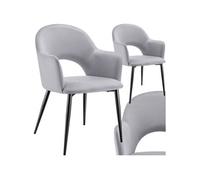 TECTAKE Fauteuil en velours et rembourré Lot de 2 gris clair