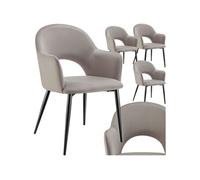 TECTAKE Fauteuil en velours et rembourré Lot de 4 taupe