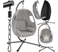 tectake® Fauteuil Oeuf Suspendu Chaise Balancoire Cocooning Pliable, Confortable & Résistant, Fauteuil Relax avec Structure en Acier, Coussin Fauteuil Épais & Housse de Protection