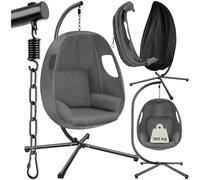 tectake® Fauteuil Oeuf Suspendu Chaise Balancoire Cocooning Pliable, Confortable & Résistant, Fauteuil Relax avec Structure en Acier, Coussin Fauteuil Épais & Housse de Protection