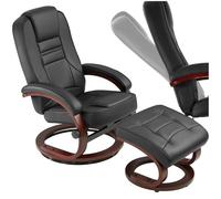TecTake 403849 Fauteuil Relax TV avec Pouf Pivotant à 360° Rembourrage Confortable Design Moderne Noir