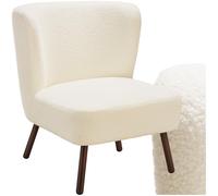 TecTake® Fauteuil Relax Club Confortable en Tissu Bouclette Fauteuil Scandinave Moelleux avec Accoudoirs pour Salle à Manger, Salon, Chambre, Chaise Bureau, Allaitement, TV