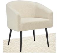 TecTake® Fauteuil Relax Confortable en Tissu Bouclette Fauteuil Scandinave Moelleux avec Accoudoirs pour Salle à Manger, Salon, Chambre, Chaise Bureau, Allaitement, TV, Chaise Salon