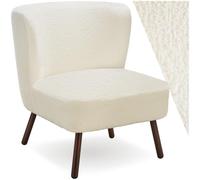 Chaise - TECTAKE - Fauteuil cocktail Teddy RODINA 2 rembourré, revêtement bouclé, dossier incurvé 61 x 68 x 69 cm - Blanc cassé