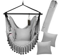 tectake® Fauteuil Relax, Fauteuil Relax Jardin, Fauteuil Suspendu Hamac Intérieur & extérieur, Fauteuil de Lecture Cocooning 1 Place Balancelle, 2 Coussin Chaise Inclus Decoration Salon cocooning