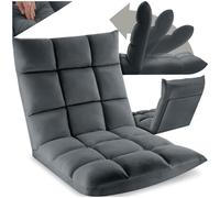 TecTake® Fauteuil Relax XXL Velours 2en1 - TV & Matelas de Sol Moelleux, Chaise Longue de Relaxation & Méditation avec Dossier Inclinable pour Salon, Chambre, Allaitement