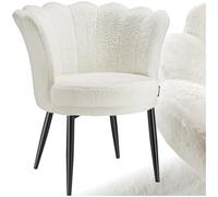 Fauteuil rembourrage épais revêtement fourrure synthétique crème/noir