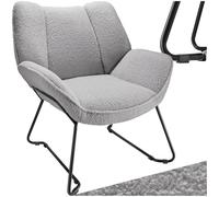 TecTake® Fauteuil Salon Confortable Tissu Bouclette Fauteuil Scandinave Moelleux avec Accoudoirs Chaise Ergonomique pour Salon, Chambre, Siege Bureau, Allaitement Fauteuil scandinave