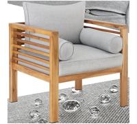 TecTake® Fauteuil Salon de Jardin Chaise extérieure avec Accoudoirs pour Salon de Jardin Exterieur ou Intérieur en Bois, Coussins Inclus, Mobilier pour Amenagement Balcon Extérieur Terrasse
