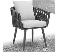tectake® Fauteuil Salon de Jardin Exterieur ou Intérieur Chaise de Jardin avec Accoudoirs en Aluminium INOX, Coussins Inclus, Mobilier pour Amenagement Balcon Terrasse