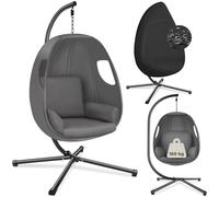 TecTake Fauteuil suspendu Anika – 160 kg, intérieur/extérieur, coussin lavable, acier