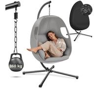 Fauteuil suspendu - TECTAKE - Fauteuil suspendu avec support, ANIKA, Fauteuil suspendu de haute qualité pour intérieur - Gris clair