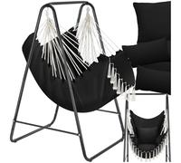tectake® Fauteuil Suspendu Hamac Intérieur & extérieur avec Structure, Fauteuil Relax, Fauteuil de Lecture 1 Place Balancelle, Fauteuil Salon, Coussin Chaise Inclus Decoration Salon cocooning