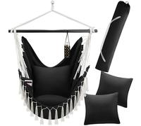 tectake® Fauteuil Suspendu Hamac Intérieur & extérieur, Fauteuil Relax, Fauteuil de Lecture 1 Place Balancelle, 2 Coussin Chaise Inclus Decoration Salon cocooning Jardin