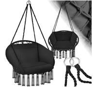tectake® Fauteuil Suspendu Relax Design Intérieur & extérieur, Fauteuil Relax, Fauteuil de Lecture Cocooning 1 Place, Coussin Chaise XXL Moelleux Inclus - Noir