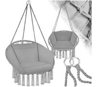 tectake® Fauteuil Suspendu Relax Design Intérieur & extérieur, Fauteuil Relax, Fauteuil de Lecture Cocooning 1 Place, Coussin Chaise XXL Moelleux Inclus - Gris