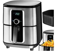 TECTAKE Friteuse à air chaud BEN Écran tactile LED et bouton rotatif avec 8 programmes ni graisse ni huile Argent