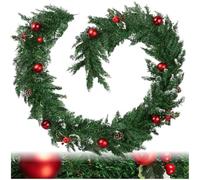 tectake® Guirlande Noël 2,7 m, Guirlande Sapin avec Boules et Pommes de pin décoratives, Boucle Pratique, Deco Noel, Branches artificielles, Sapin de Noel, Décoration Noël intérieur, Vert
