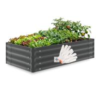 tectake® Jardiniere 120 x 60 x 30 cm, Plate-Bande surélevée en Acier, Potager surélevé, 1 Paire de Gants Jardinage Incluse, Carre Potager 200L, Lit de Jardin, Jardiniere Exterieur, Bac a Fleur Jardin