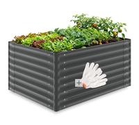 tectake® Jardiniere 120 x 90 x 62 cm, Plate-Bande surélevée en Acier, Potager surélevé, 1 Paire de Gants Jardinage Incluse, Carre Potager 650L, Lit de Jardin, Jardiniere Exterieur, Bac a Fleur Jardin