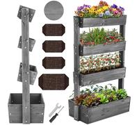 Jardinière verticale - TECTAKE - Potager vertical FLORA 4 étages, 85 x 45 x 140 cm, résistant aux intempéries - Gris