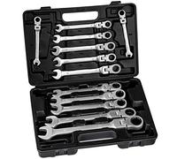 TecTake Jeu de 12 Clé À Cliquet Métrique Rochet Molette Réversible Mixtes Outil